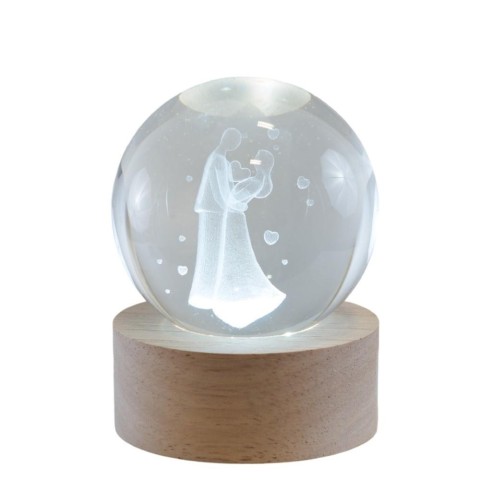 LAMPADA GLOBO COPPIA SPOSI H.8 CON BASE E BOX